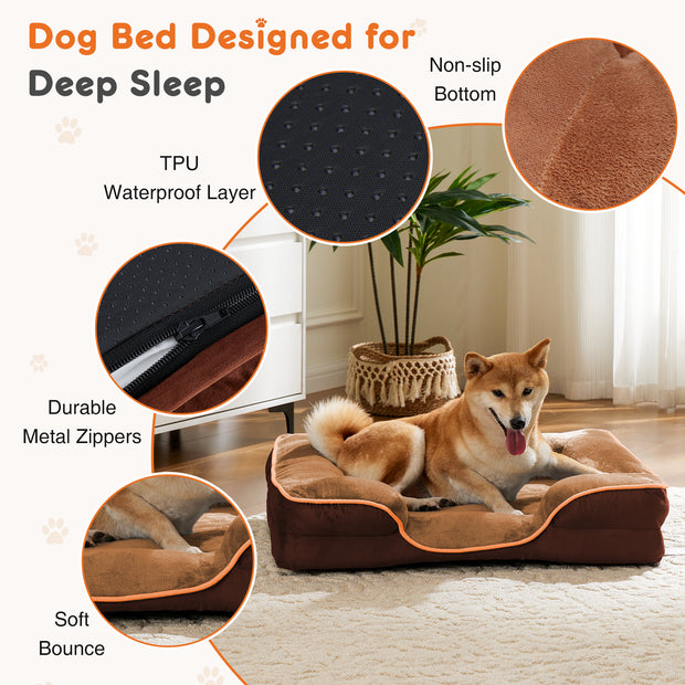 Memory Foam Pet Bed For Small Dogs & Cats With Washable Removable Cover Non-Slip Base Waterproof Liner