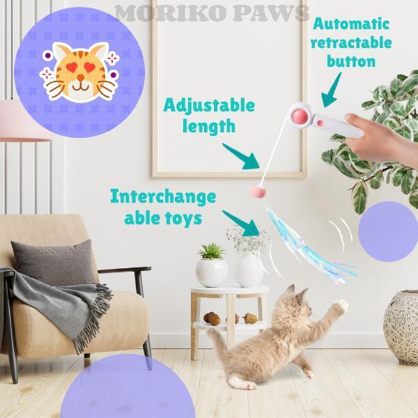 Retractable Laser Cat Stick Toys Cat Toy BallsKitten Playing Cat Laser Teaser Wand  ABS  PPMaterial   Safe And None Toxic, Universalinteractive Toy