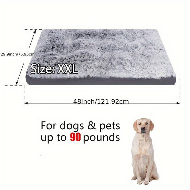 Pet Dog Bed Long Plush Cozy Warm Sleeping Beds Washable Anti-Slip Kennel Mats