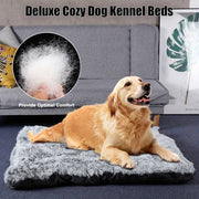 Pet Dog Bed Long Plush Cozy Warm Sleeping Beds Washable Anti-Slip Kennel Mats