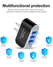 USB Wall Charger Plug Block Cube 3 Port Portable Fast Charger