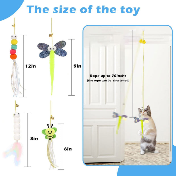 Interactive Cat Feather Toys 5 Pcs For Mental And Physical Stimulation,Companion For Lonely Cats