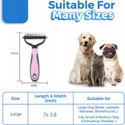 Grooming Brush For Pet Dog Cat Deshedding Tool Rake Comb Fur Remover Reduce 2-Side Dematting Tool For Dogs Cats Pets Grooming Brush Double Sided Shedding And Dematting Undercoat Rake Hair Removal Comb