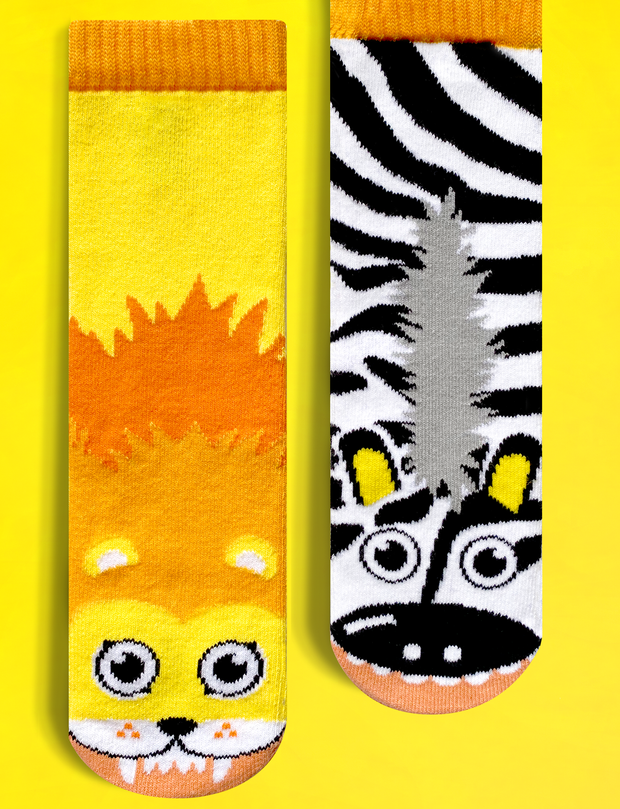 ADULT LION & ZEBRA SOCKS